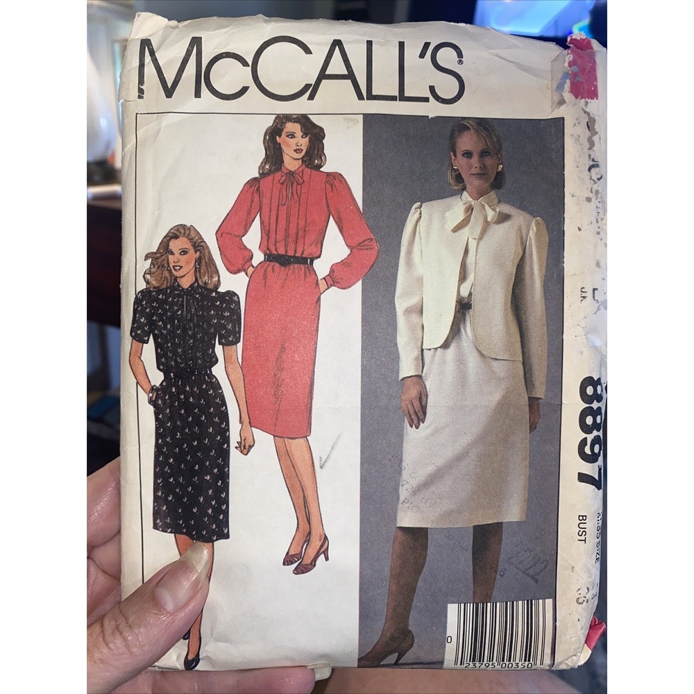 Vintage McCalls 8897 Dress Jacket Sewing Pattern Size 14 Cut Complete 1984